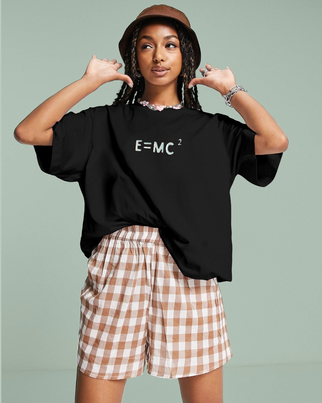 Women's Black Expecto Graphic Printed Oversized T-shirt - Side