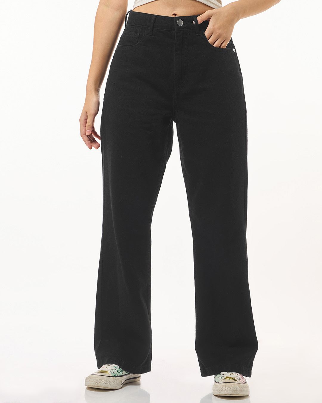 Black Denim For Women.Buy Women's Black Baggy Wide Leg Jeans Online at Bewakoof