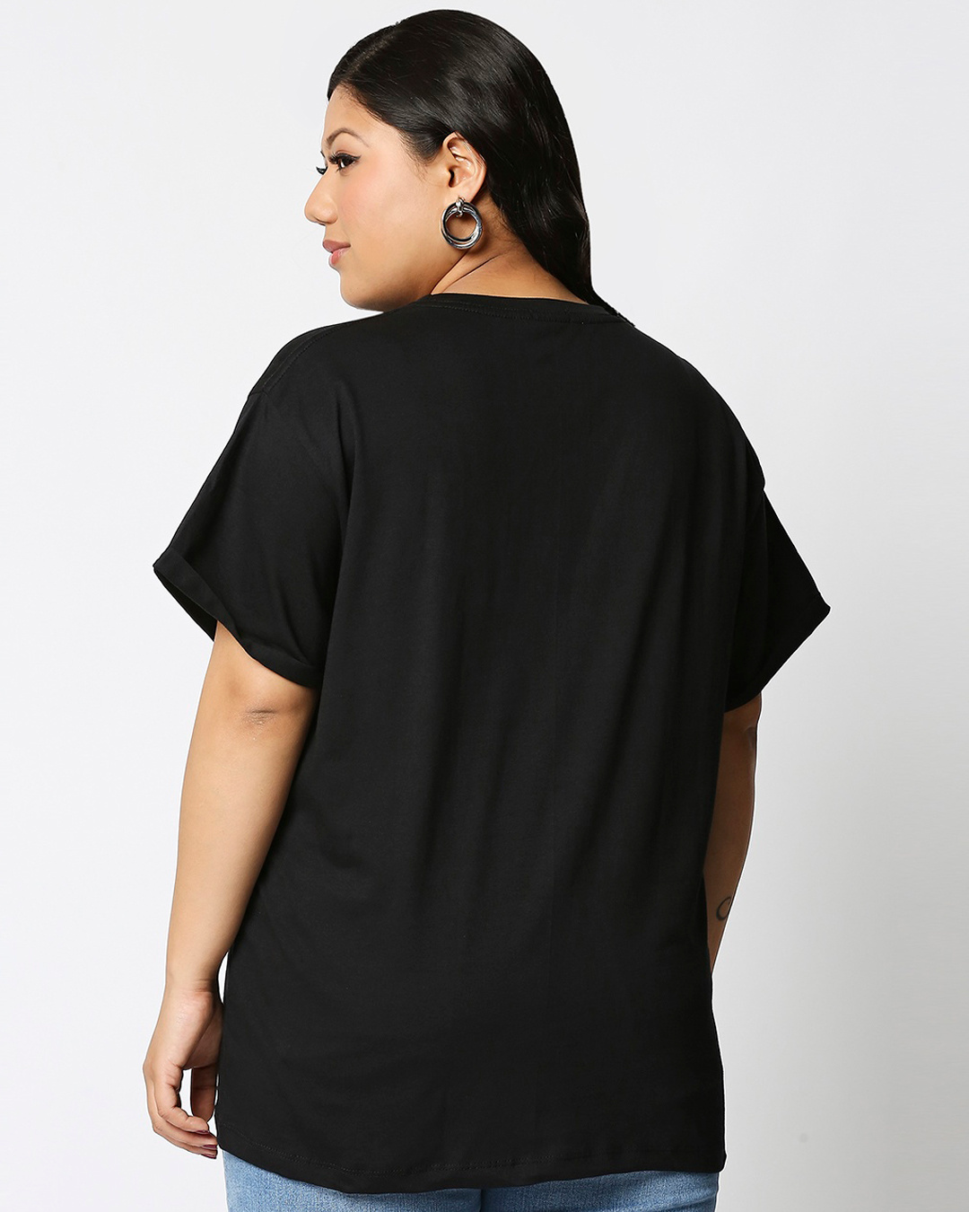 Shop Women's Black Be A Human Typography Boyfriend T-shirt-Back