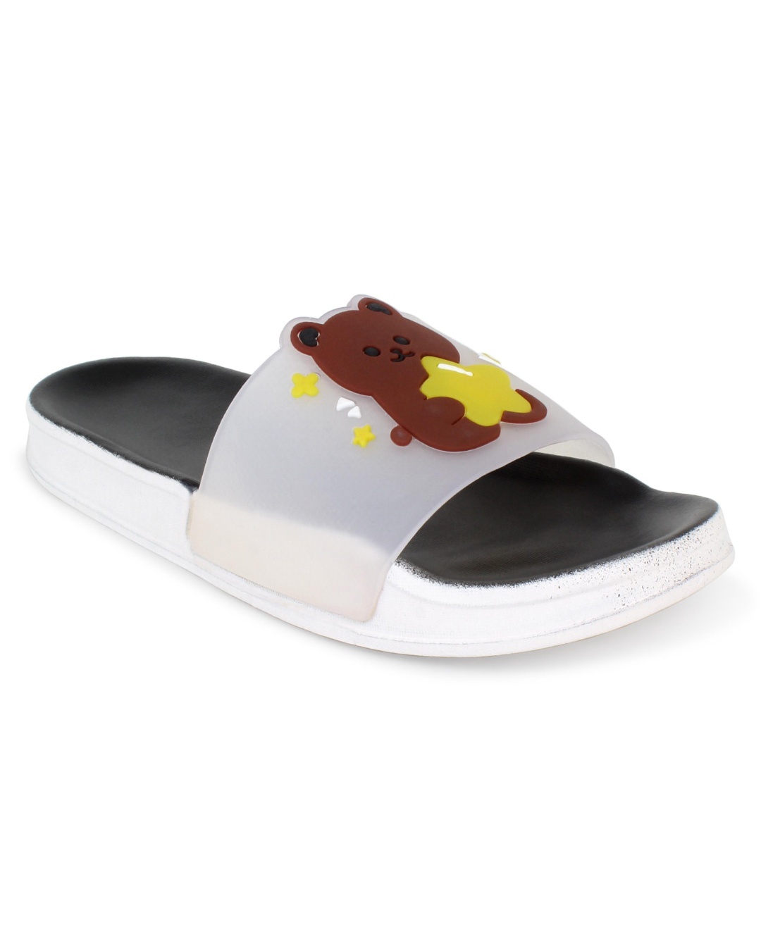 Shop Women's Black Bear Printed Sliders-Back