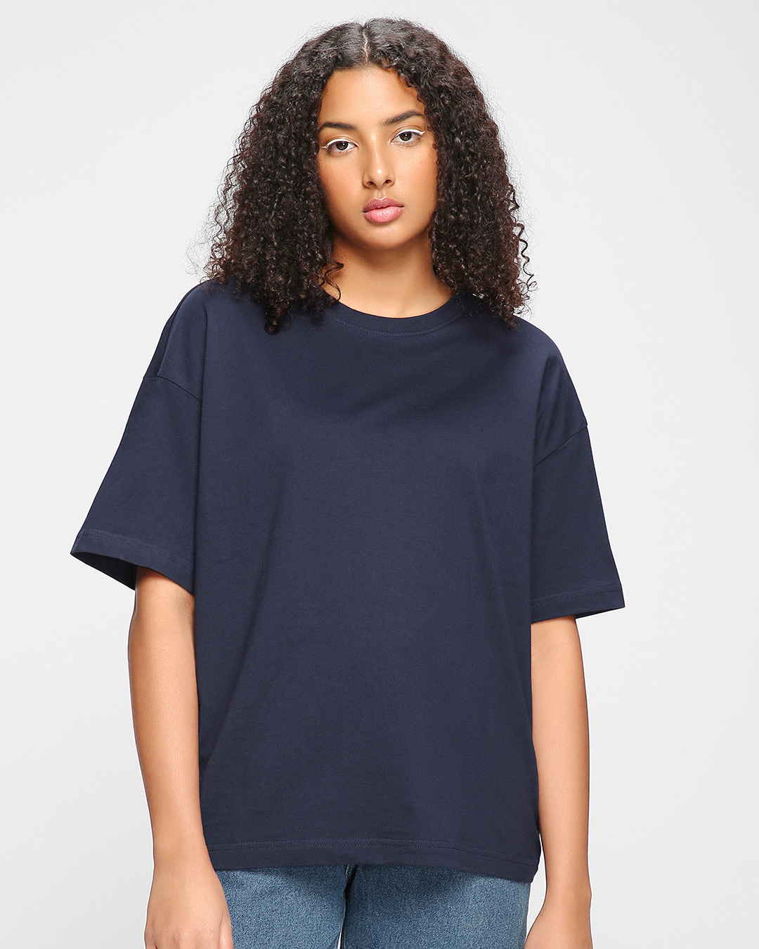 Shop Pack of 2 Women's Black & Blue Oversized T-shirt-Back