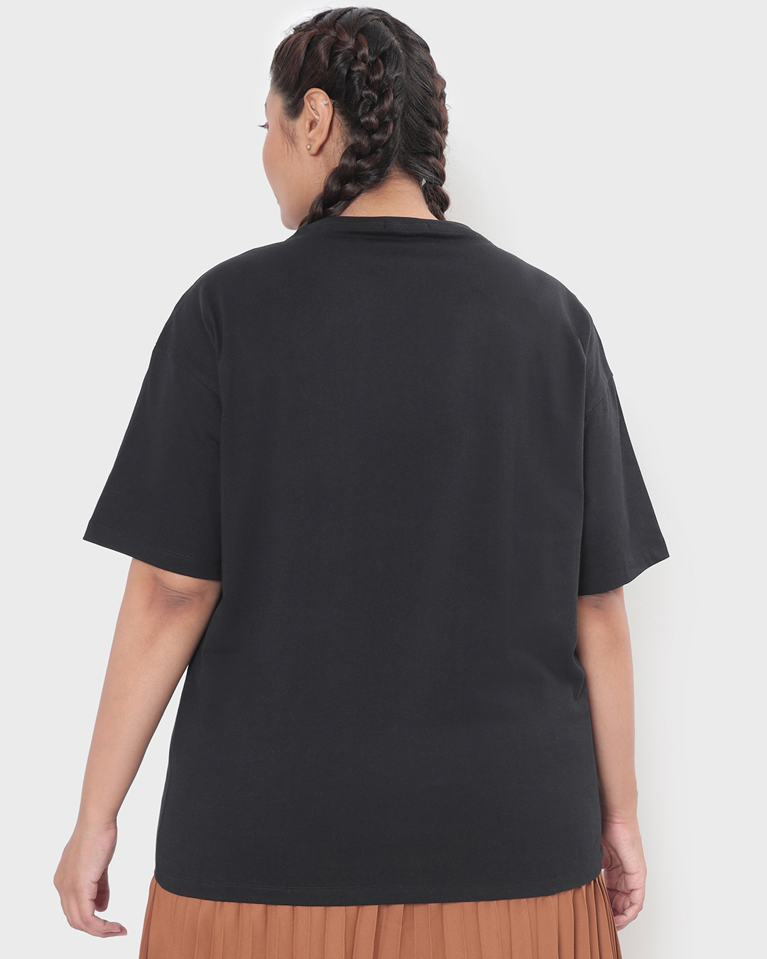 Shop Women's Black Blue Vibes Graphic Printed Oversized Plus Size T-shirt-Back