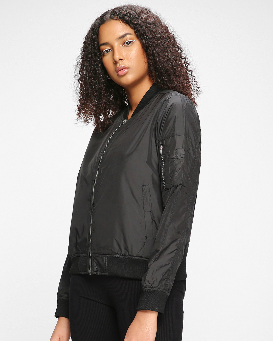 Shop Women's Black Bomber Jacket-Back