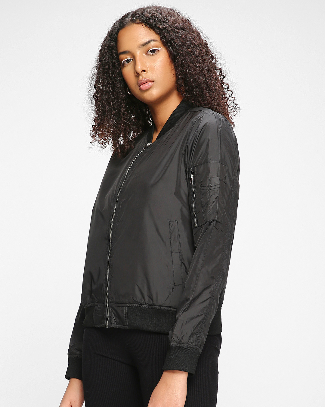 Buy Women's Black Bomber Jacket Online at Bewakoof