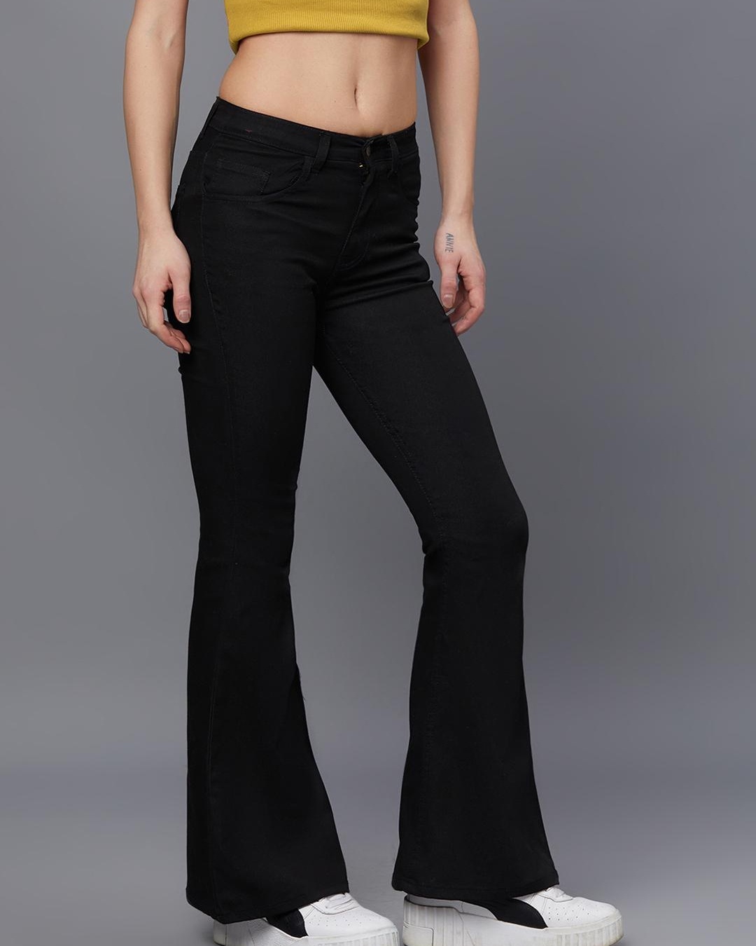 Shop Women's Black Boot Cut Jeans-Back