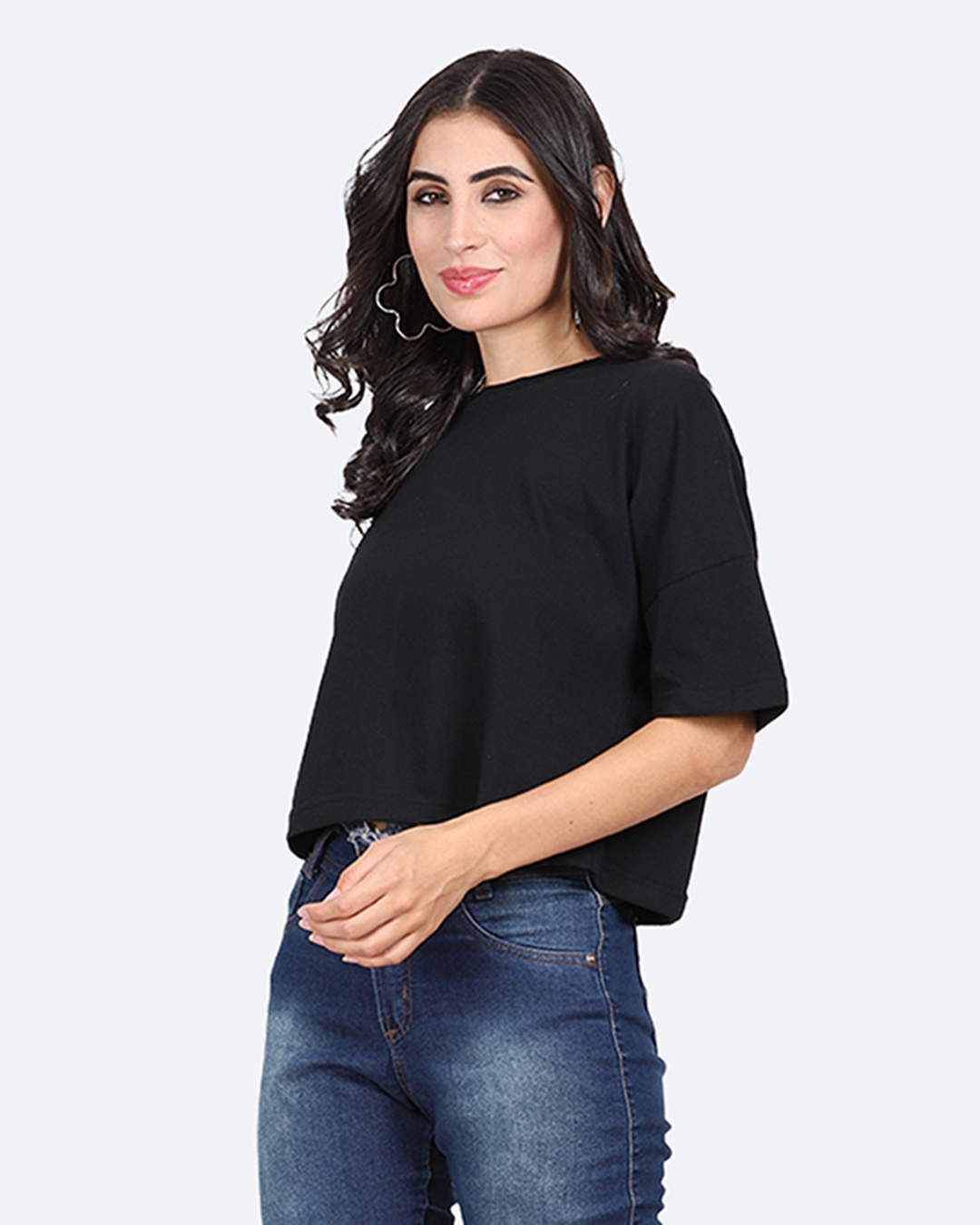 Shop Women's Black Boxy Fit Short Top-Back