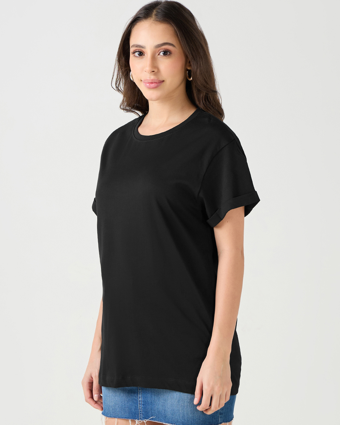 Shop Women's Black Boyfriend T-shirt-Back