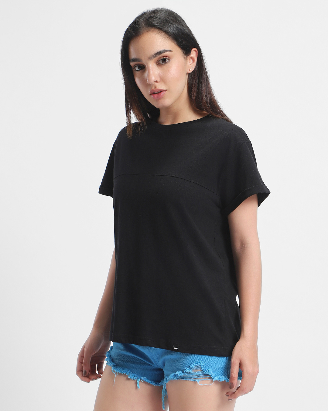 Shop Women's Black Boyfriend T-shirt-Back