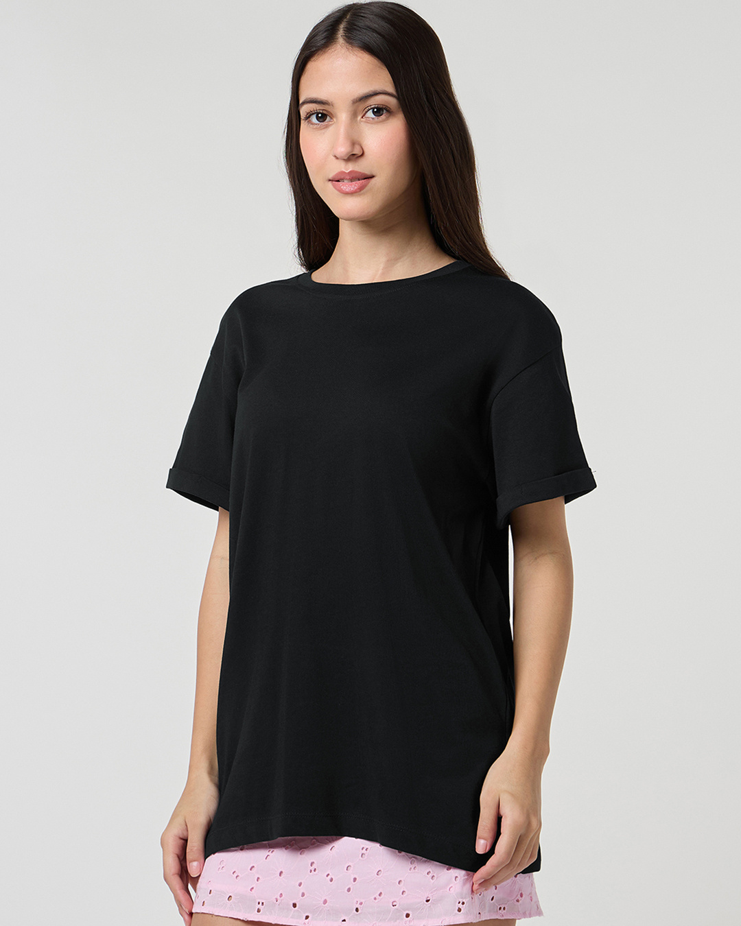 Shop Women's Black Boyfriend T-shirt-Back