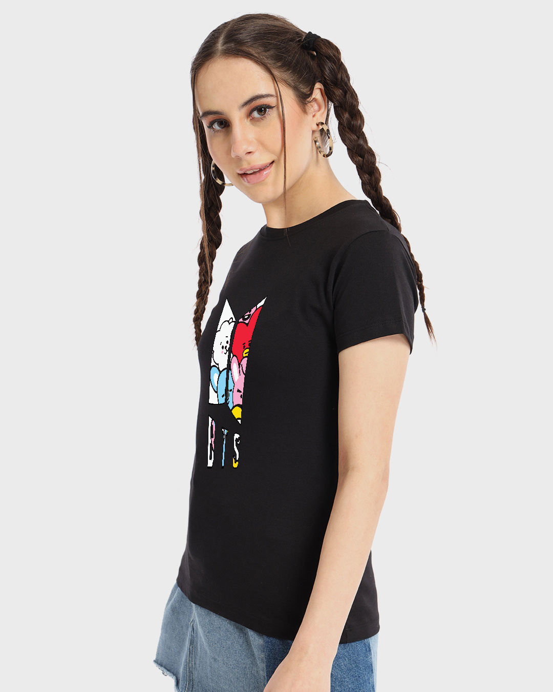 Shop Women's Black BTS Doodle Graphic Printed T-shirt-Back