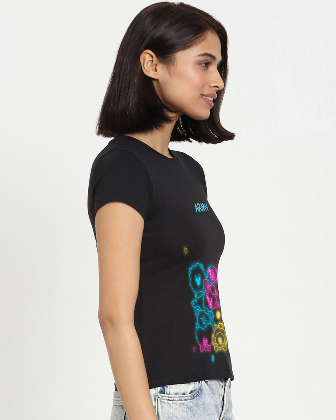 Shop Women's Black BTS Glow Graphic Printed T-shirt-Back