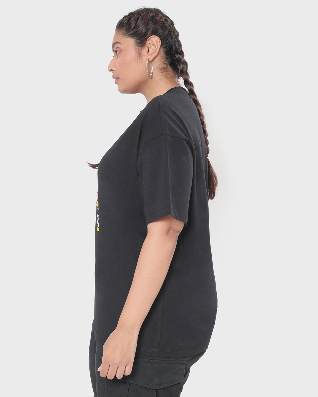 Shop Women's Black BTS Logo Graphic Printed Plus Size Oversized T-shirt-Back