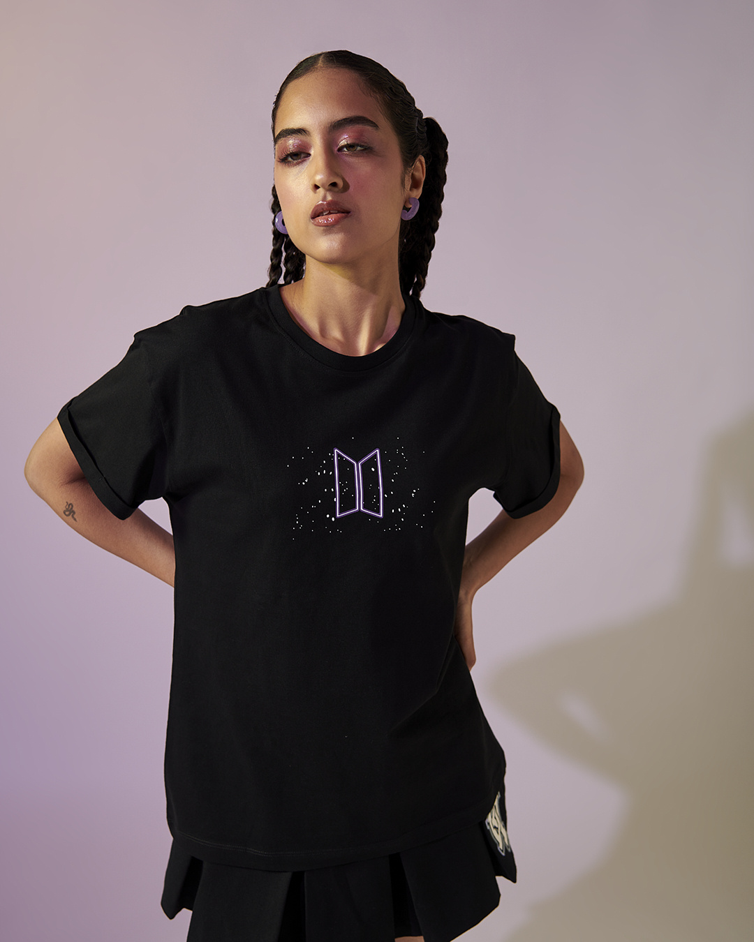 Shop Women's Black BTS My Universe Graphic Printed Boyfriend T-shirt-Back