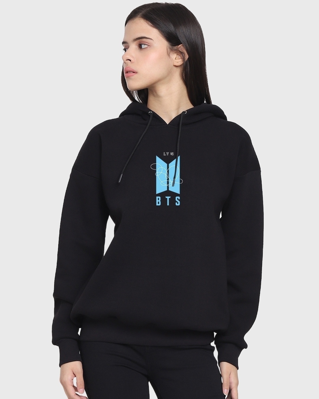 Shop Women's Black BTS Tour Graphic Printed Oversized Hoodie-Back