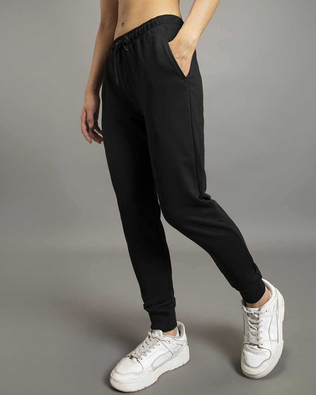 Shop Women's Black Casual Slim Fit Joggers-Back