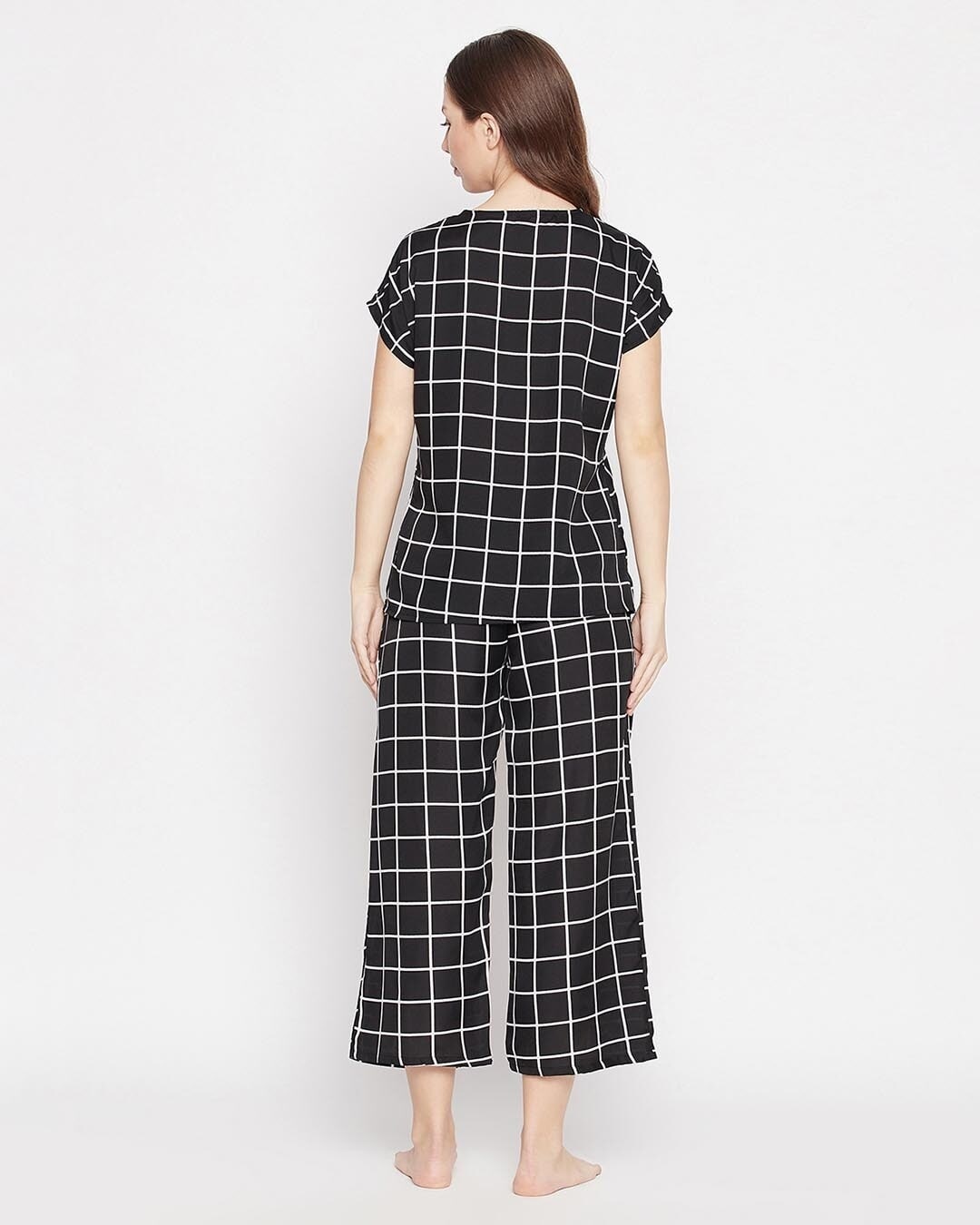 Shop Pack of 2 Women's Black Checked Top & Pyjama Set-Back