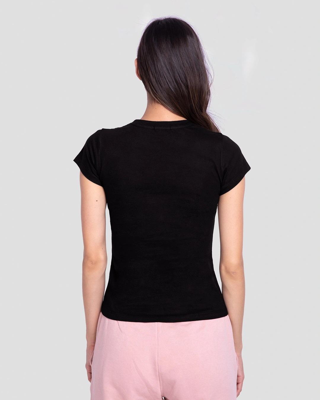Shop Women's Black Choose Happiness Slim Fit T-shirt-Back