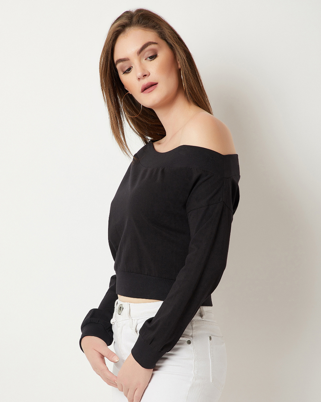 Shop Women's Black Cotton Jersey Sweatshirt-Back