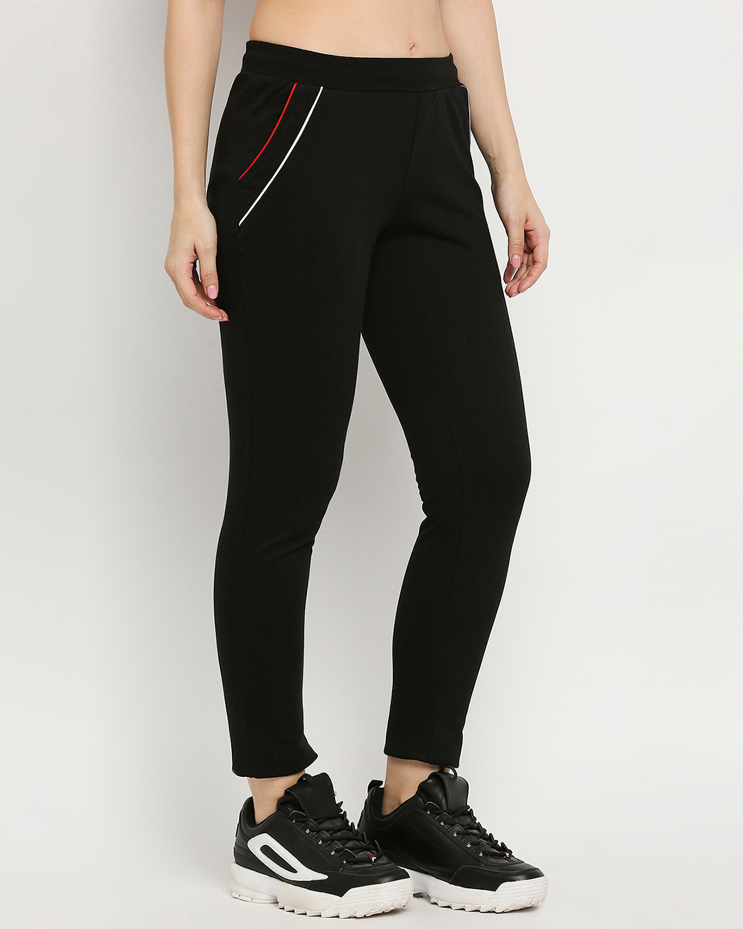 Shop Women's Black Cotton Track Pants-Back