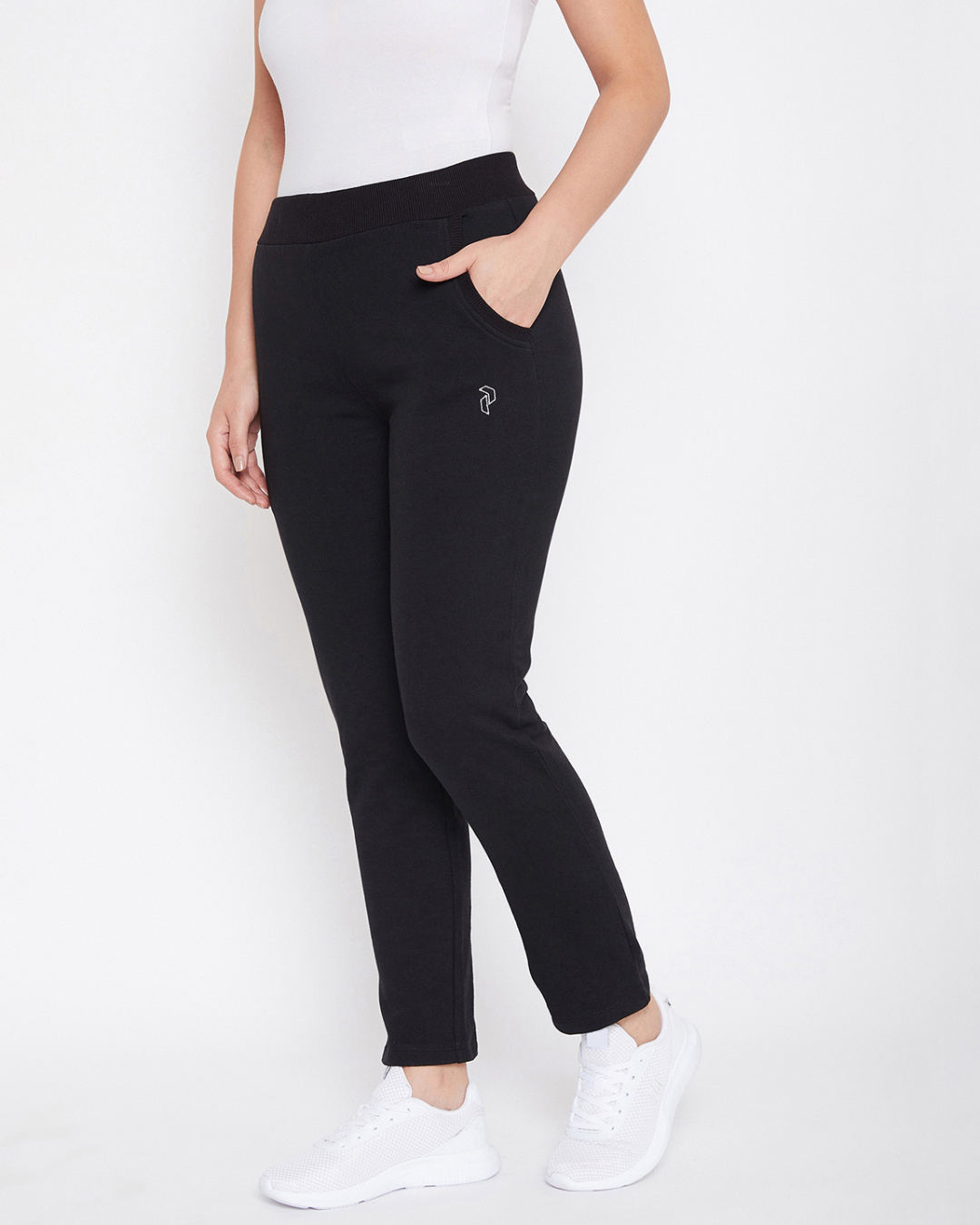 Shop Women's Black Cotton Track Pants-Back