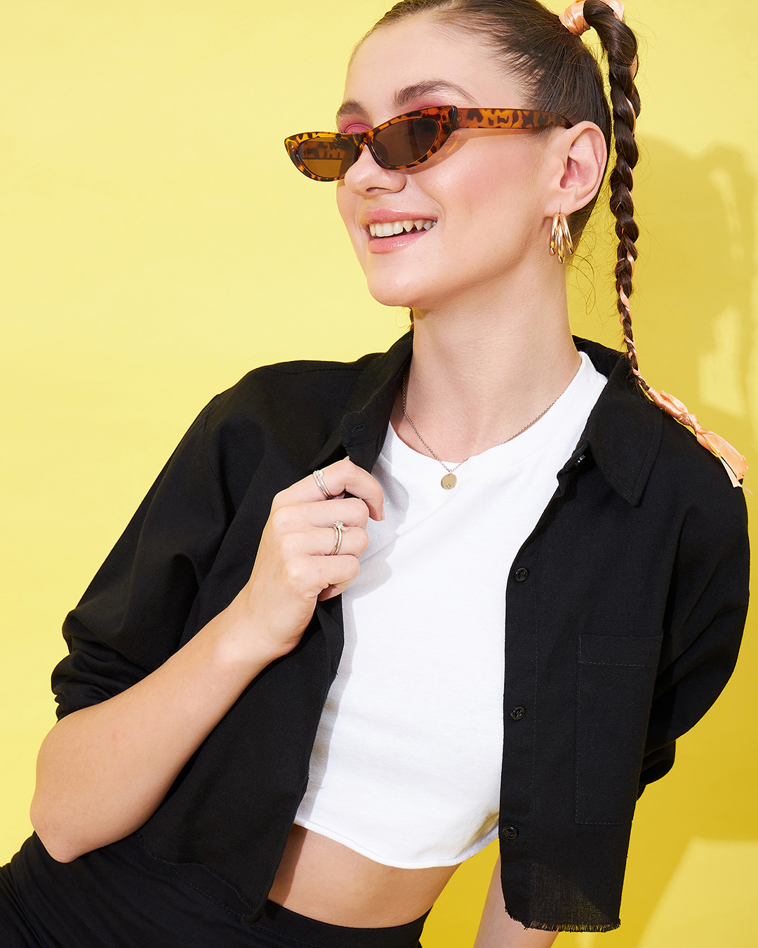Buy Women's Black Crop Shirt Online at Bewakoof