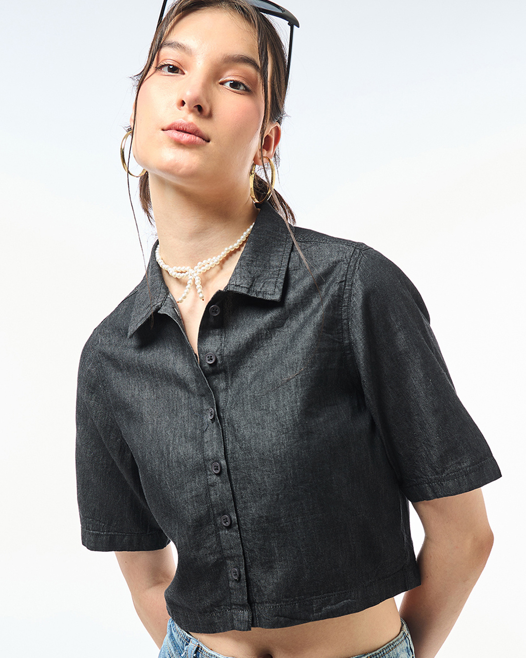 Black Crop Shirt