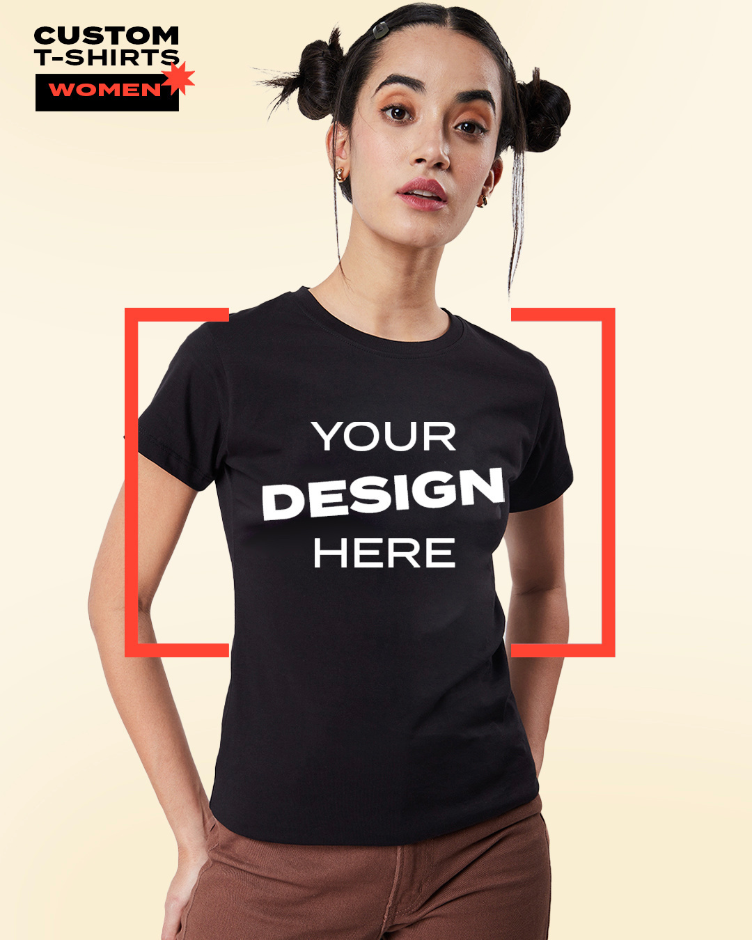 Buy Women's Black Customizable T-shirt Online at Bewakoof