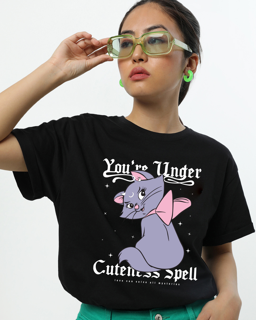 Buy Women's Black Cuteness Spell Graphic Printed Boyfriend Tshirt Online at Bewakoof