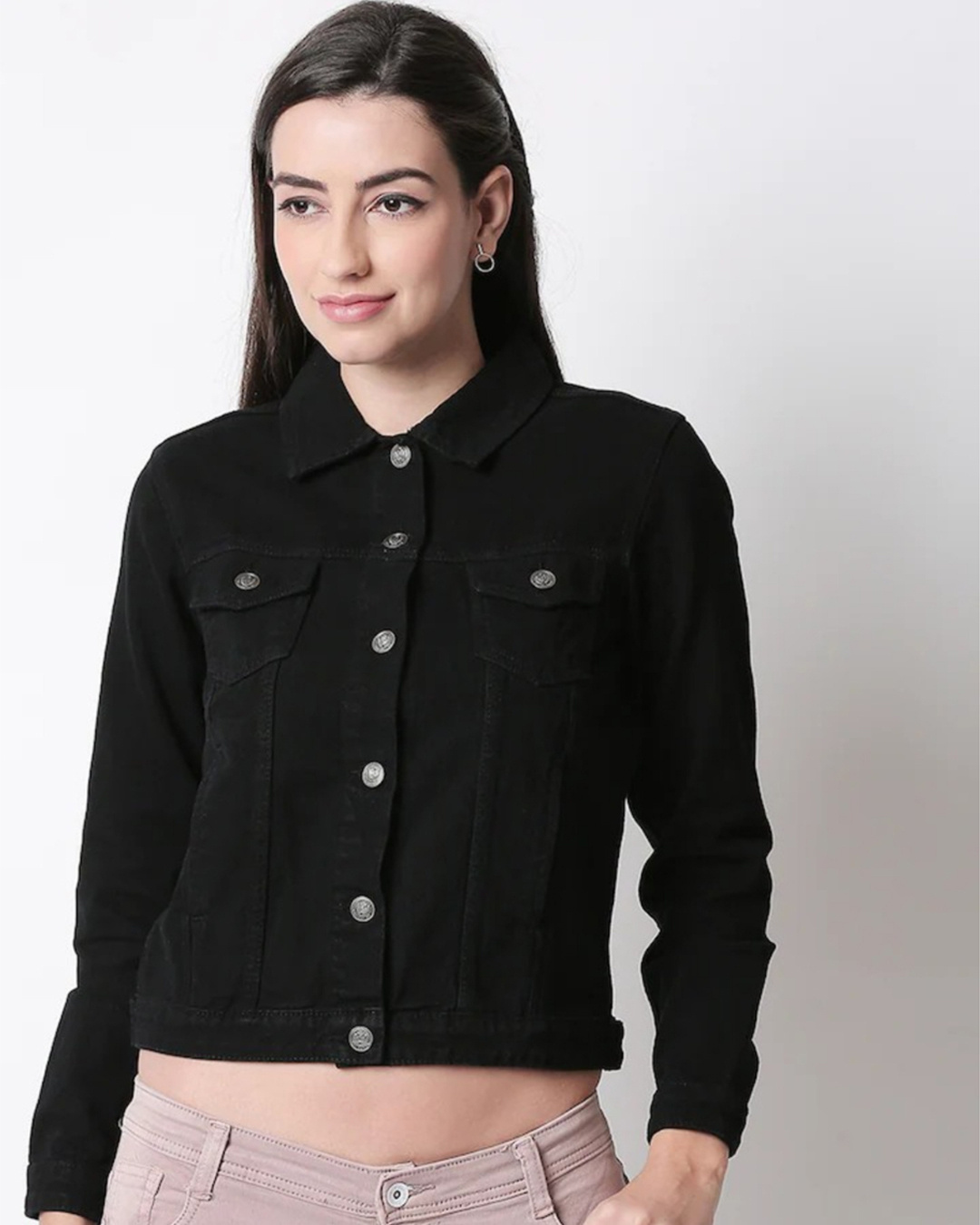 Buy Women's Black Denim Jacket for Women Black Online at Bewakoof