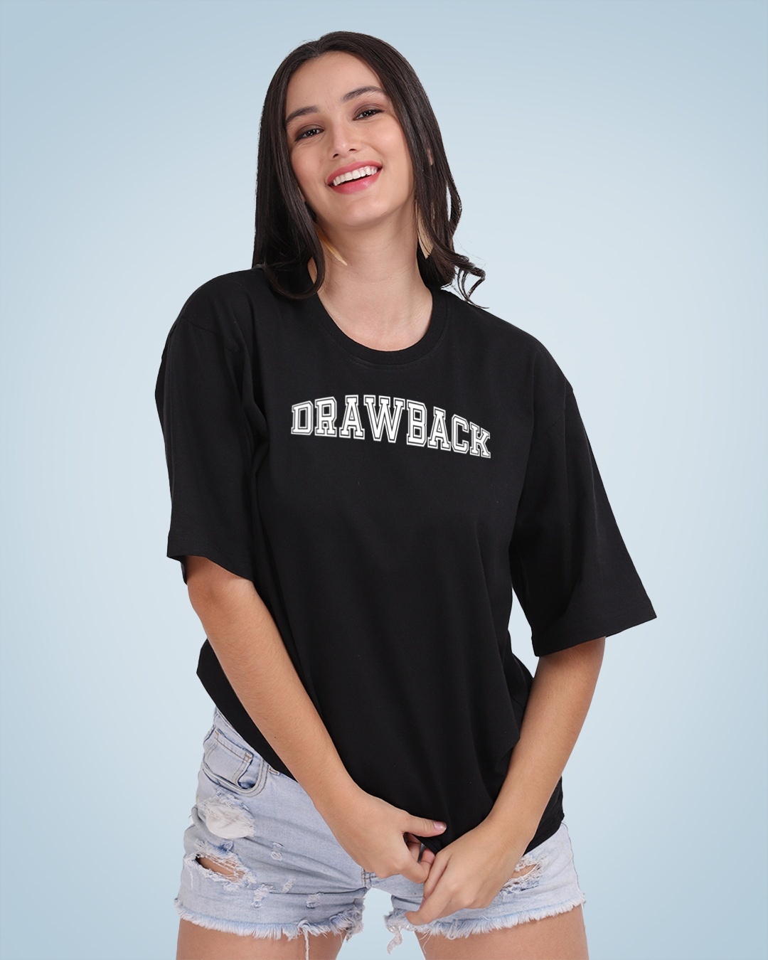Buy Women's Black Drawback Graphic Printed Oversized T-shirt Online at ...