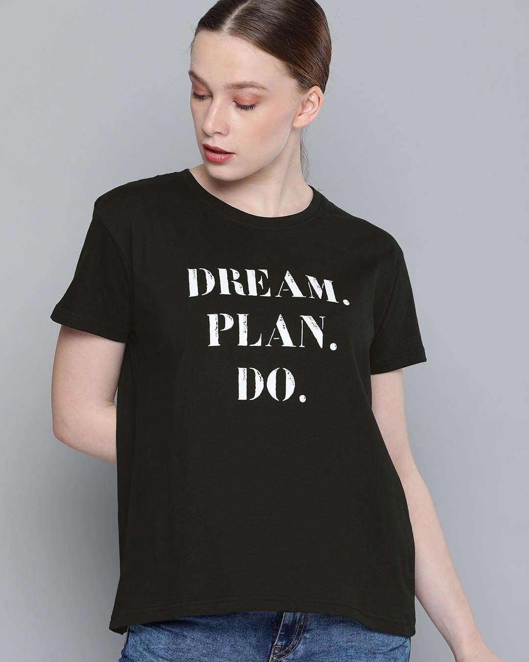 [FINAL DEAL] Daydream on pleated collar T-shirt - Black