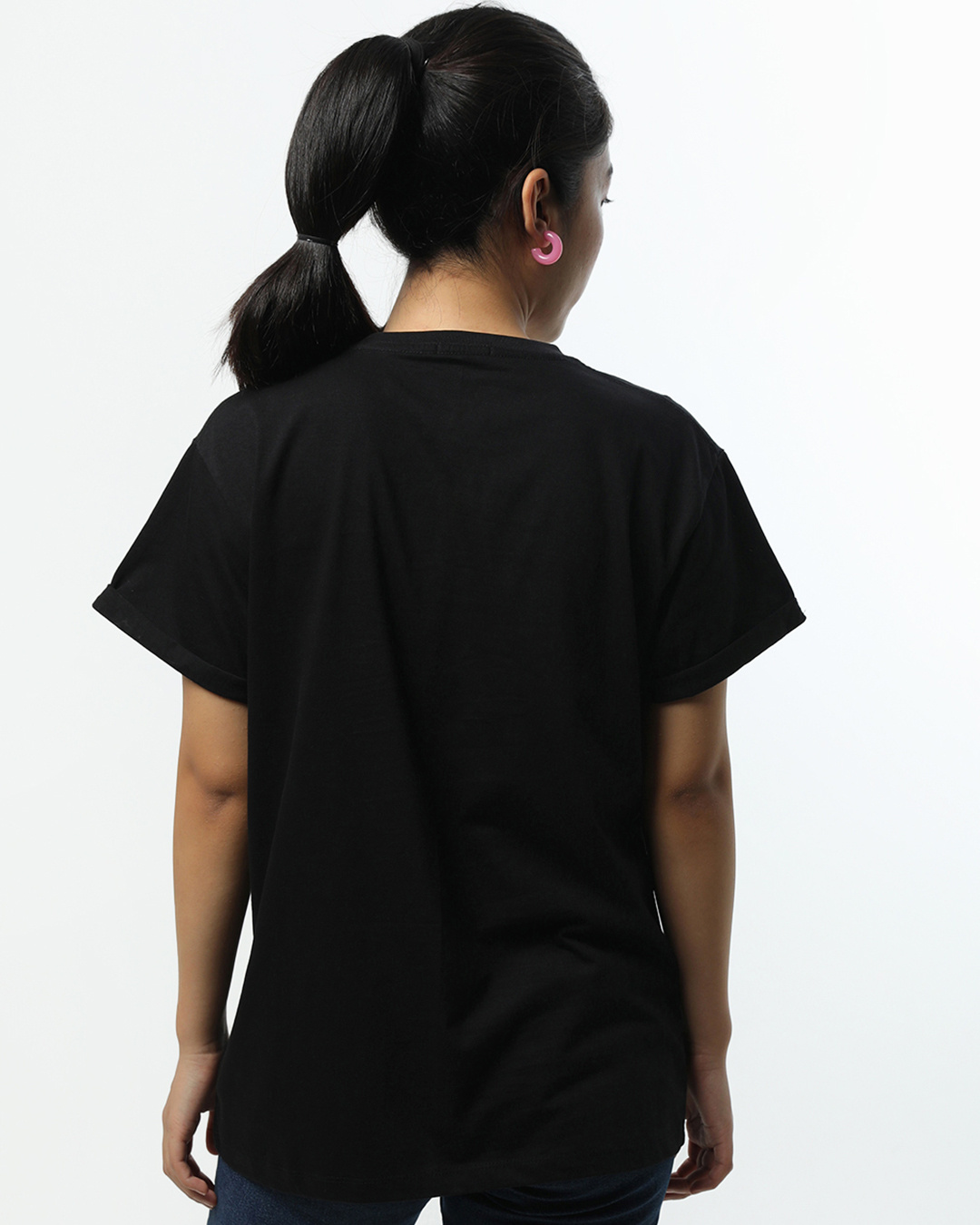 Shop Women's Black Dressed Up Snoopy Graphic Printed Boyfriend T-shirt-Back