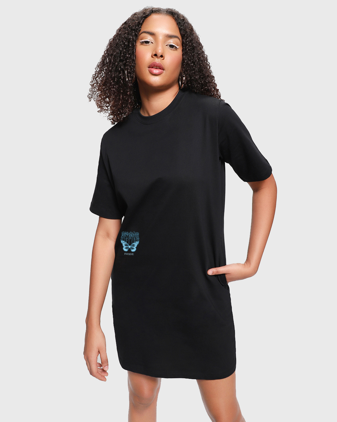 Shop Women's Black Evolve Graphic Printed Oversized Dress-Back