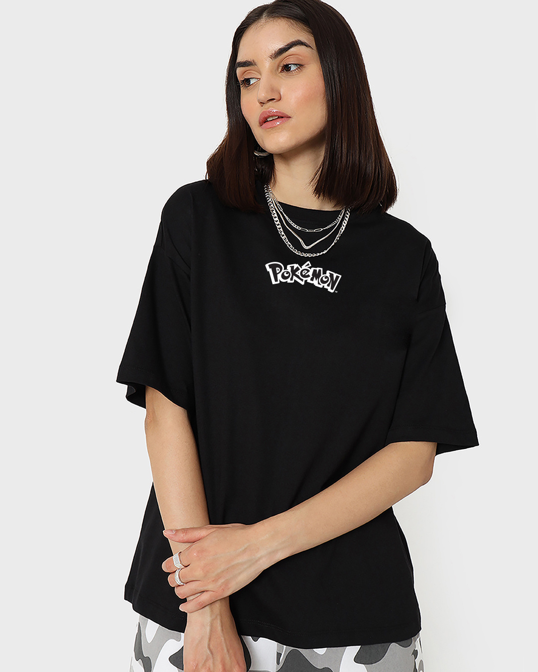Shop Women's Black Fire Legend Graphic Printed Oversized T-shirt-Back