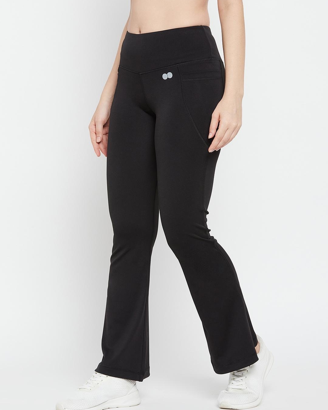 Shop Women's Black Flared Activewear Casual Pants-Back