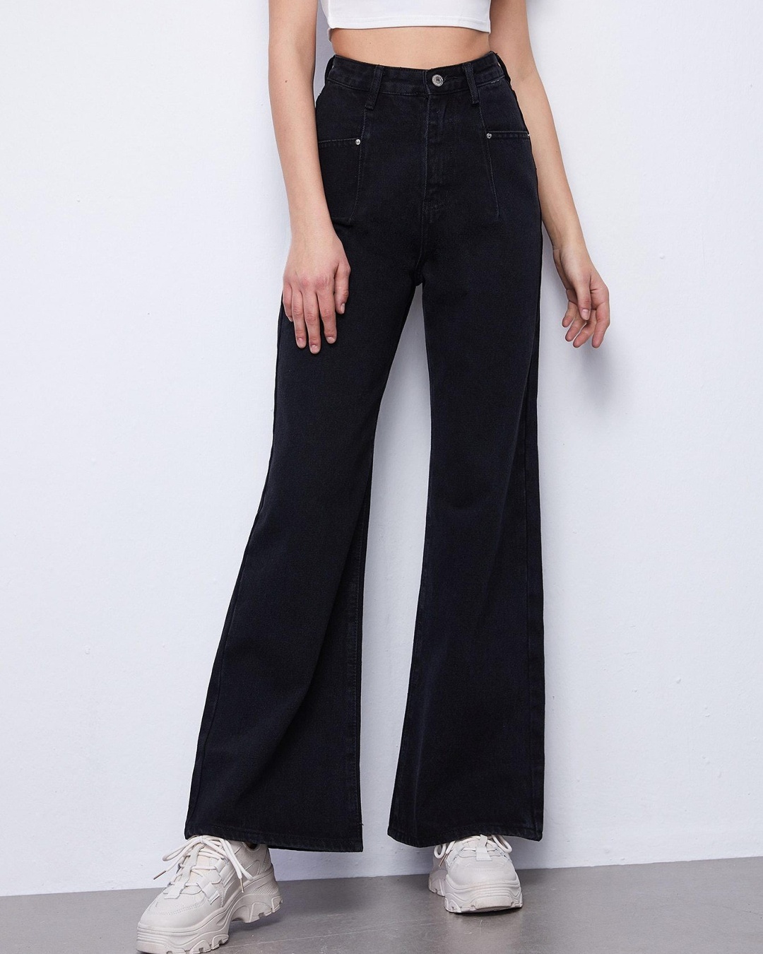 Shop Women's Black Flared Jeans-Back