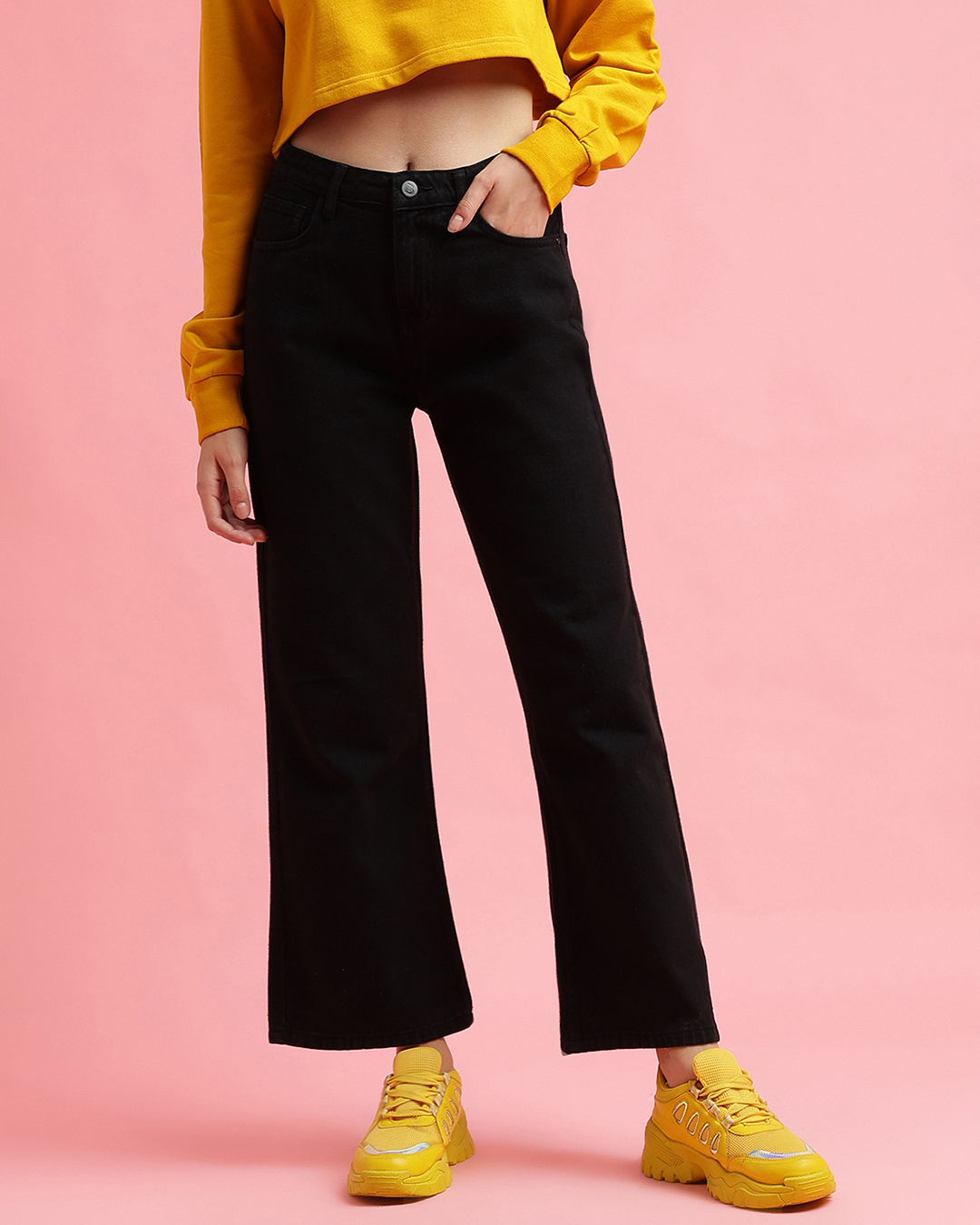 Buy Women's Black Flared Jeans Online at Bewakoof