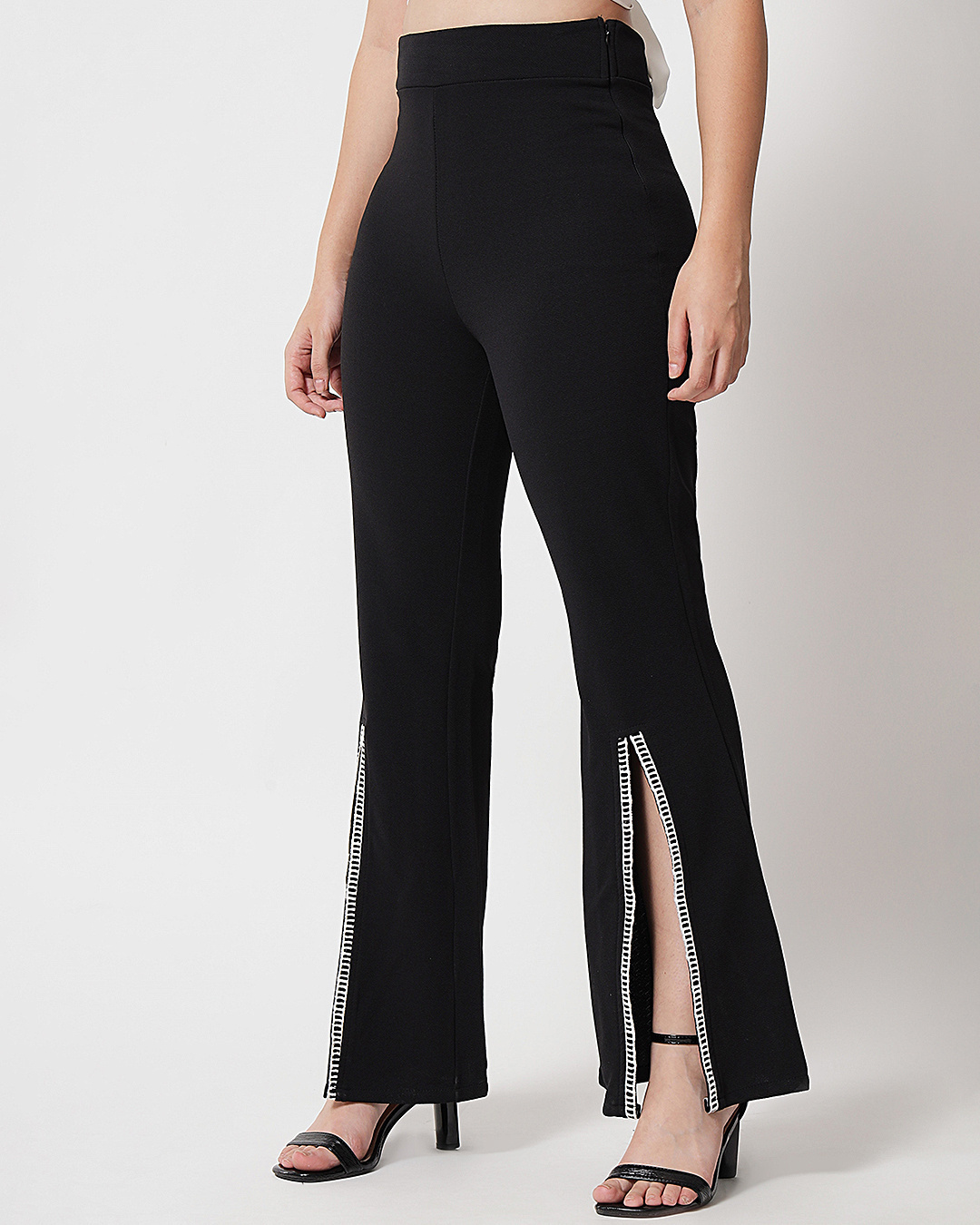 Shop Women's Black Flared Trousers-Back