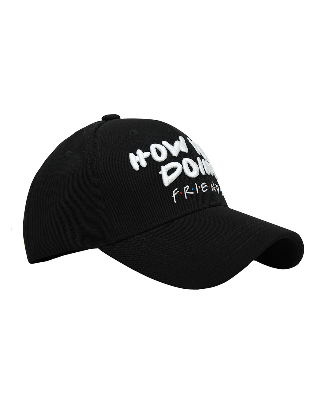 Shop Women's Black Friends How you Doin Embroidered BaseBall Cap-Back