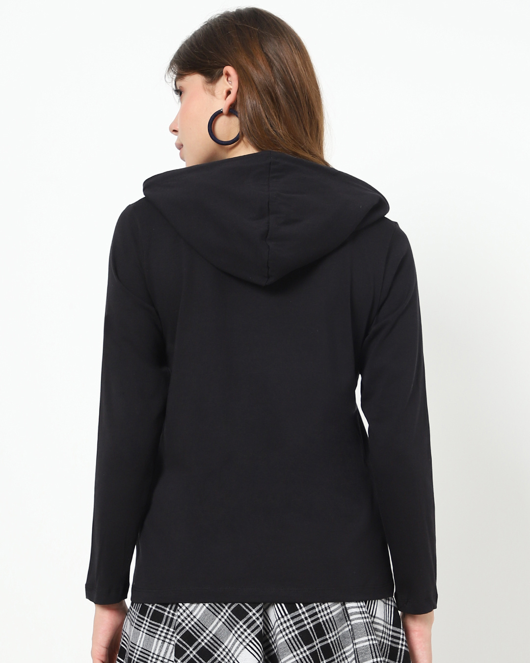 Shop Women's Black Friends Logo Typography Hoodie T-shirt-Back