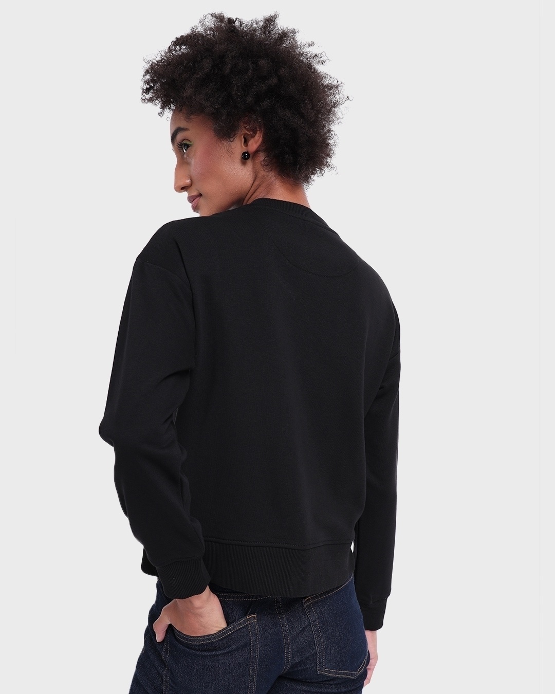 Shop Women's Black Friends Logo Typography Oversized Sweatshirt-Back