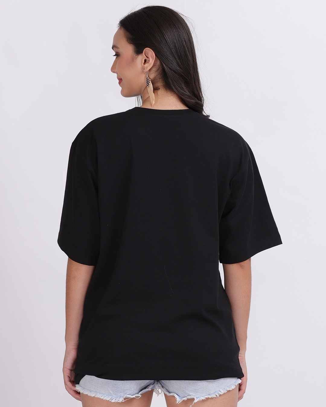 Shop Women's Black Gojo Graphic Printed Oversized T-shirt-Back