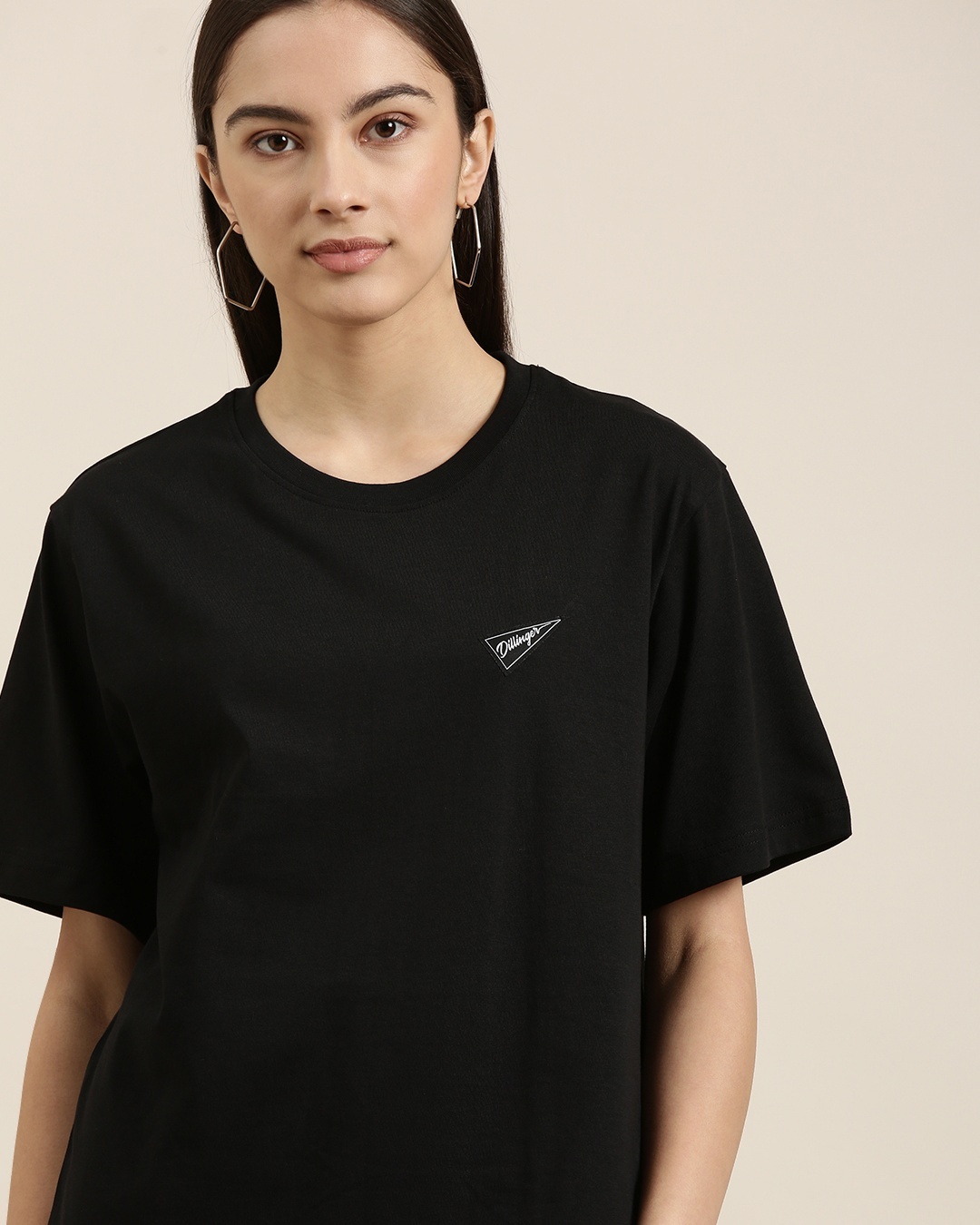 Shop Women's Black Graphic Printed Oversized T-shirt-Back