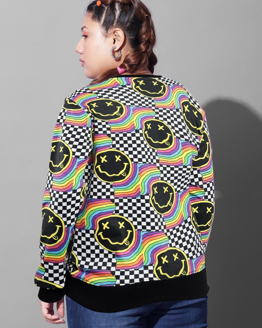 Shop Women's Black Graphic Printed Plus Size Sweatshirt-Back