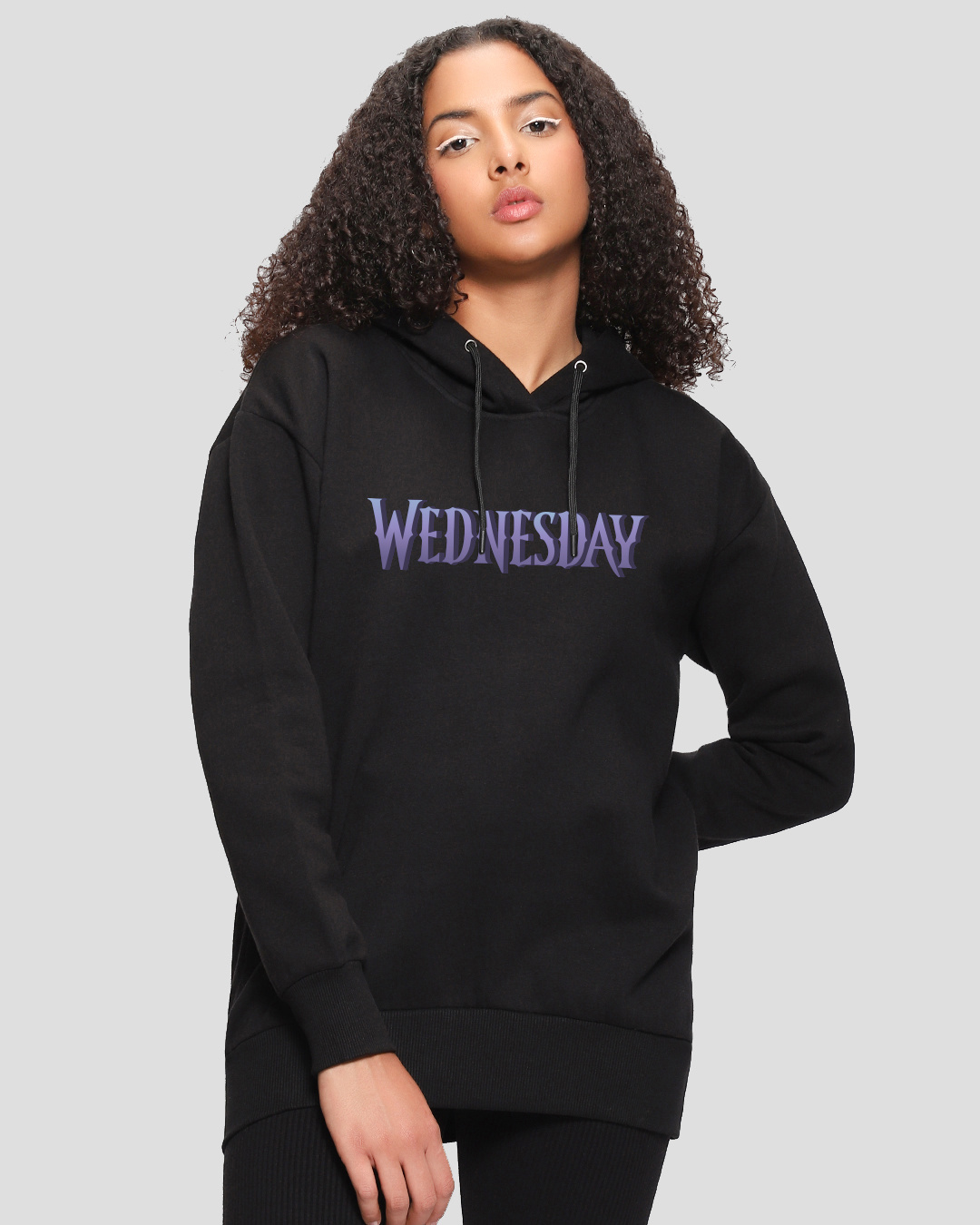 Shop Women's Black Hands Above My Head Graphic Printed Oversized Hoodie-Back