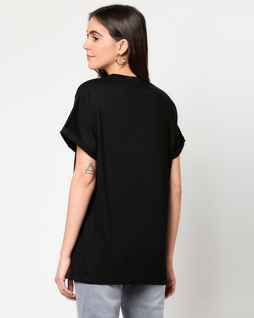 Shop Women's Black Happy Vibes Pluto Graphic Printed Boyfriend T-shirt-Back