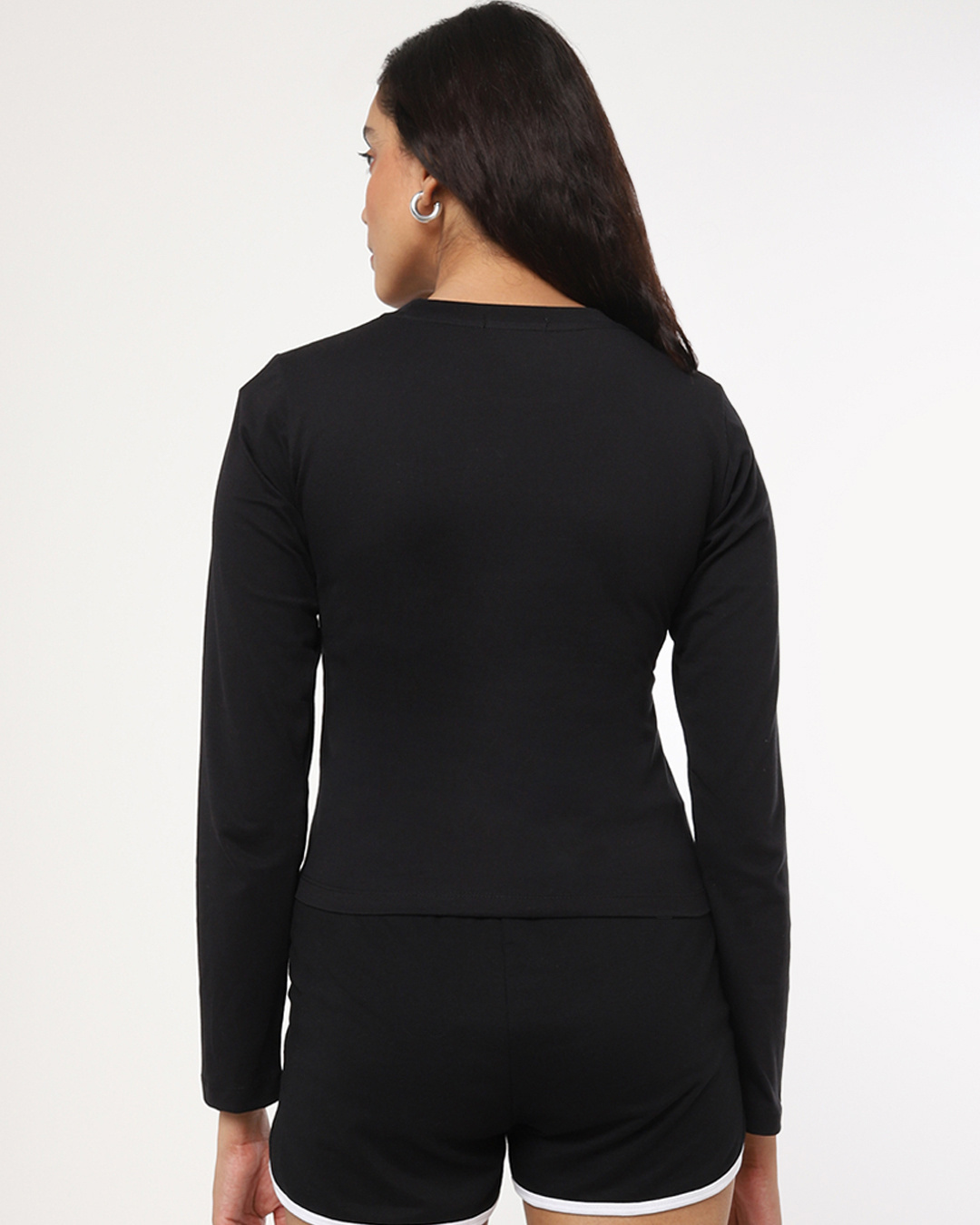 Shop Women's Black Hello Sunshine Graphic Printed Slim Fit T-shirt-Back