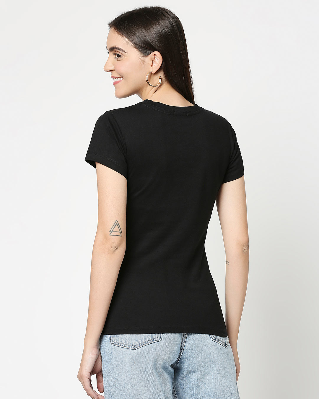 Shop Women's Black Hey There Stay There (TJL) Printed Slim Fit T-shirt-Back