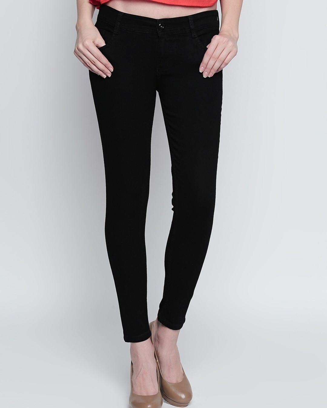 Shop Women's Black High Rise Slim Fit Jeans-Back