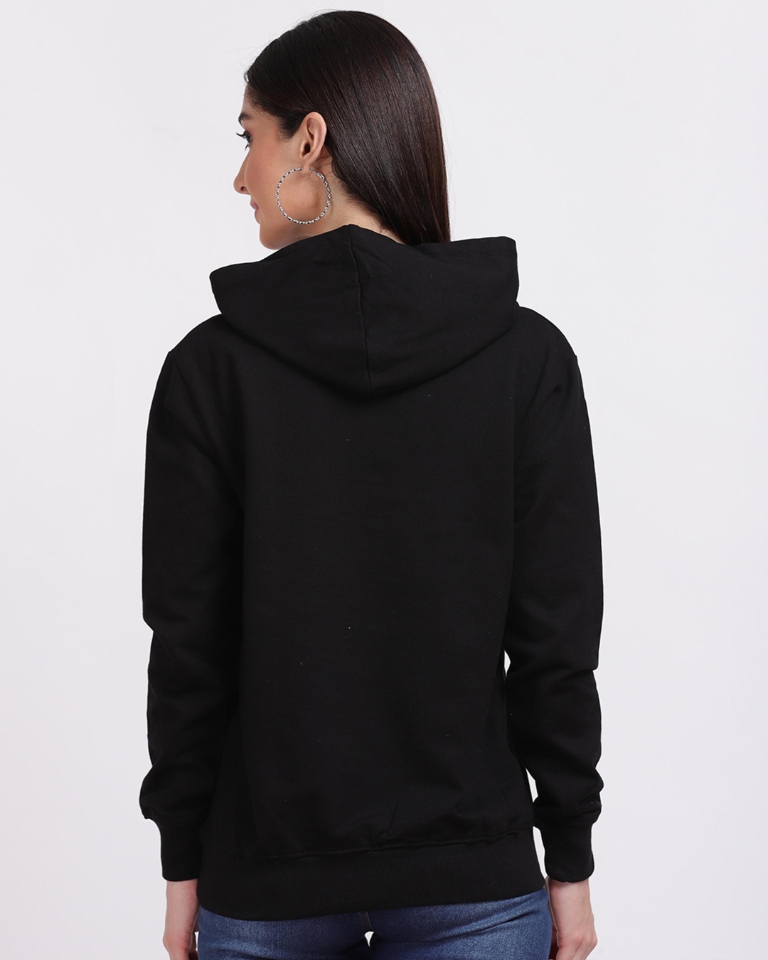 Shop Women's Black Hippo Graphic Printed Hoodie-Back